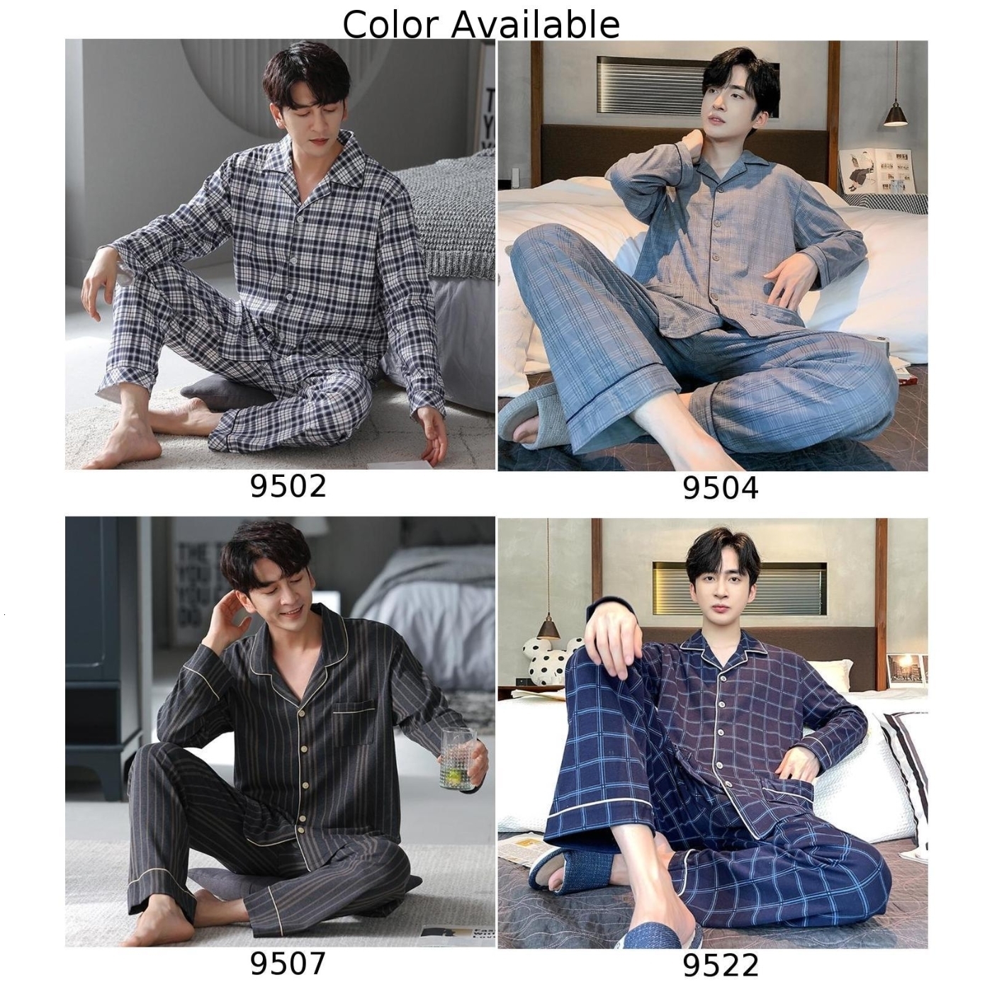 Men's Sleepwear Men Cotton Flannel Pyjamas Set Long Sleeve Top Plaid Bottoms Sleepwear Nightwear Spring Autumn Cotton Pijama For Men 230320