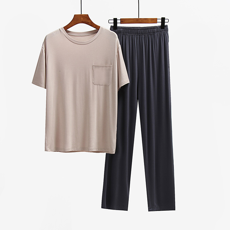 Men's Sleepwear Modal Men's Pajamas Sets Spring Summer Short Sleeve O Neck Lounge Wear High Quality Plus Size Home Clothes For Men Suit 2303