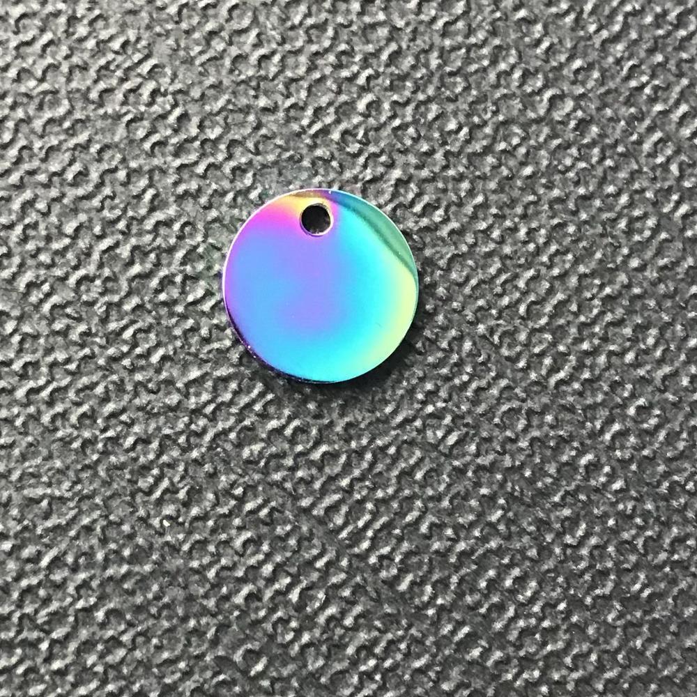 Charms 50pcs 10mm Custom Tags free Laser engraving Disc Mirror Polished Charm Engravable NecklaceTag Metal 230320