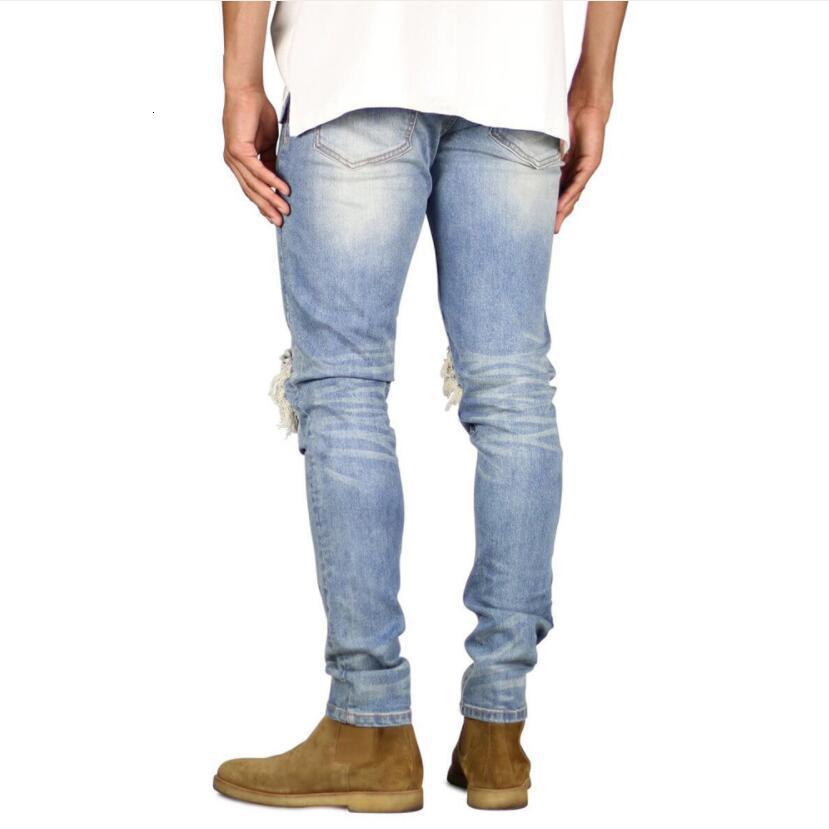 Men's Jeans Ripped Studded Knee Stretch Skinny Fashion Casual Distressed Hip Hop Men 230320