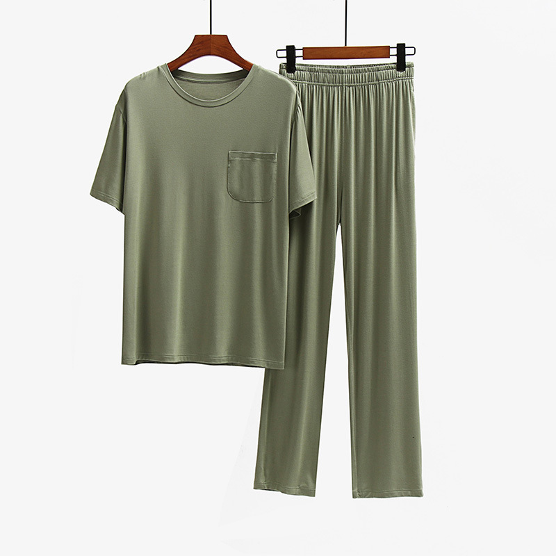 Men's Sleepwear Modal Men's Pajamas Sets Spring Summer Short Sleeve O Neck Lounge Wear High Quality Plus Size Home Clothes For Men Suit 2303