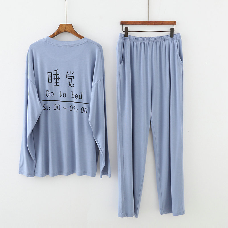 Men's Sleepwear Spring Autumn Four Seasons Pure Cotton Sleeping Couple Pajamas Set Men And Women House Wear Long-Sleeved Loose Home Clothes 23032