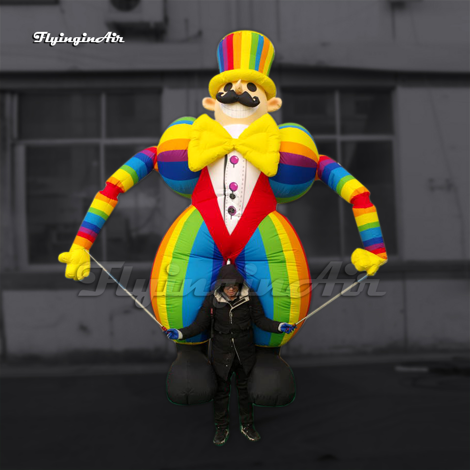 Funny Walking Inflatable Clown Puppet Multi-style Parade Costume Moveable Blow Up Cartoon Clown Doll For Carnival Stage Show
