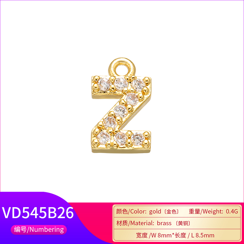 Charms ZHUKOU 8x85mm Brass Cubic Zirconia Crystal 26 Letter Pendants for Women earring jewelry accessories wholesale VD545 230320