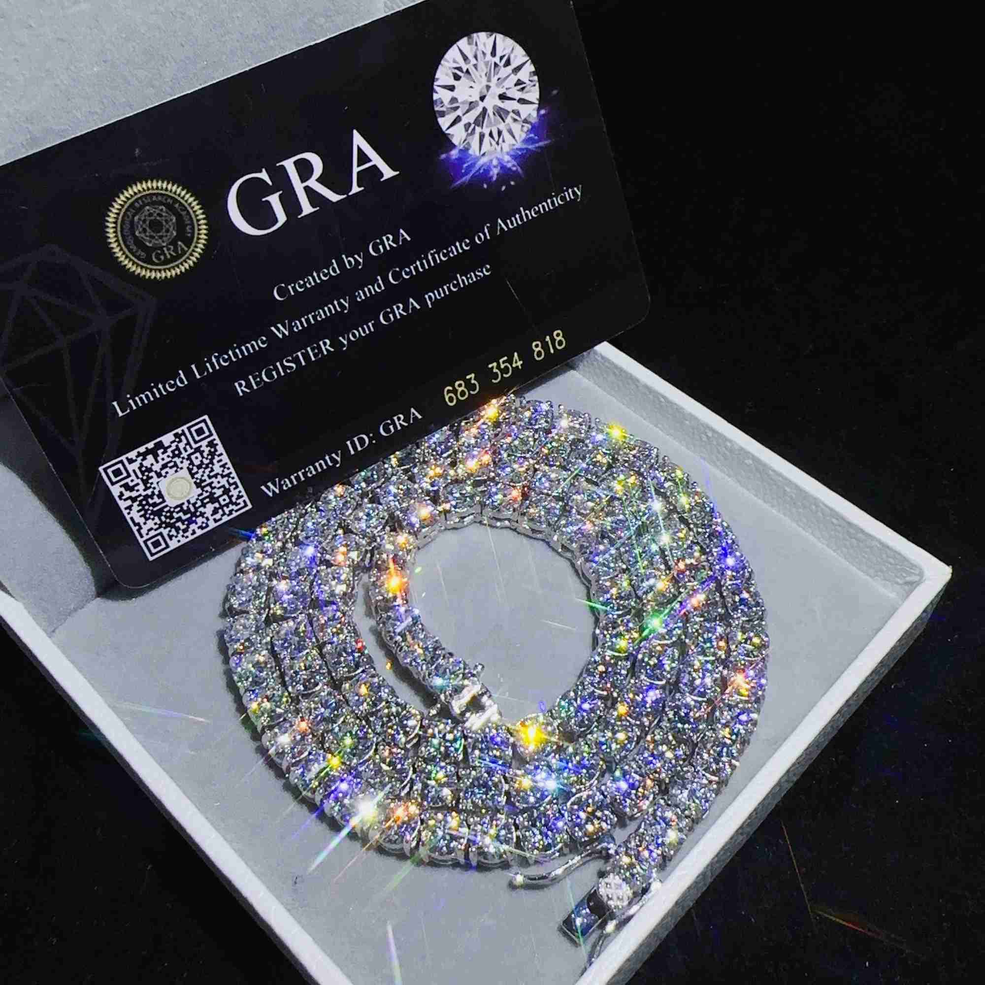 Hip Hop 5mm Tennis Necklaces Charm Chain in Stock 925 Silver Vvs Moissanite Iced Out Fashion Tennis Chain