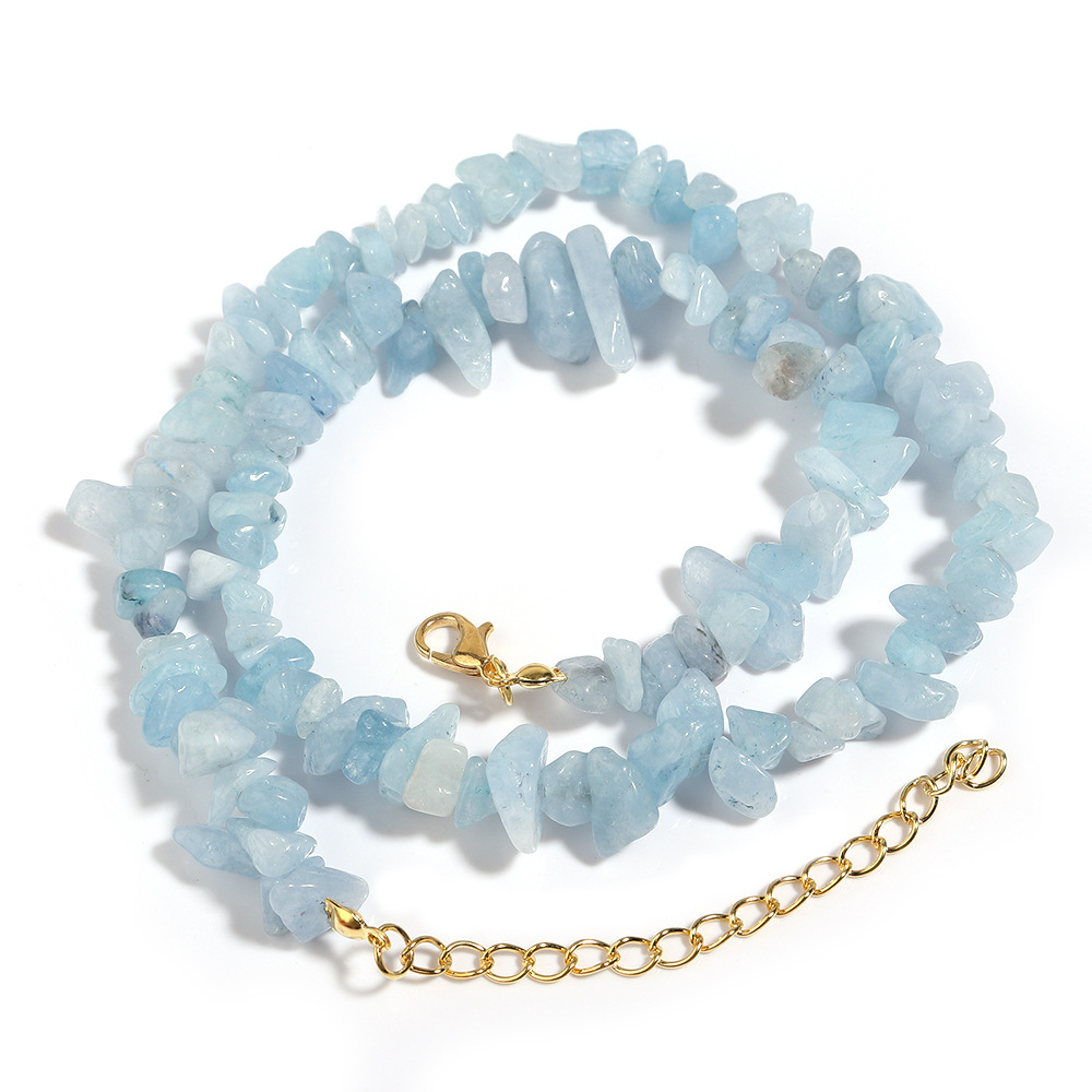 Natural Stone Choker Necklace Irregular Healing Gravel Amethyst Fluorite Aquamarines Crystal Quartz Chip Beads Necklace