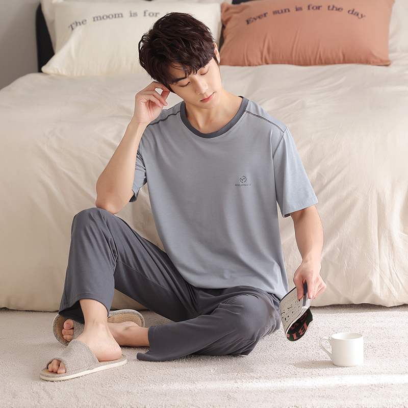 Men's Sleepwear L-4XL Men's Pijamas Summer Modal Leisure Home Suit Short Sleeve Pajamas Set Shorts Plus Size 4XL Black Sleepwear for Men 230