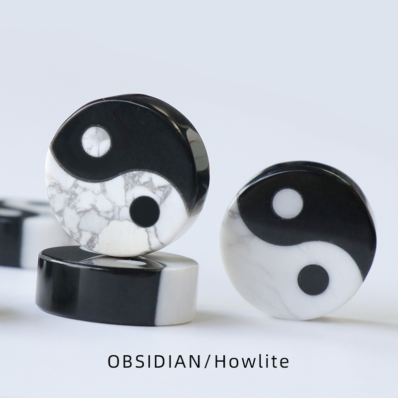 Natural Stone Obsidian Howlite White and Black Tai Chi Yin Yang Gossip Charm Bagua Logo Handle Piece Decorative Trinket
Natural Stone Obsidian Howlite White and Black Tai Chi Yin Yang Gossip Charm Bagua Logo Handle Piece Decorative Trinket