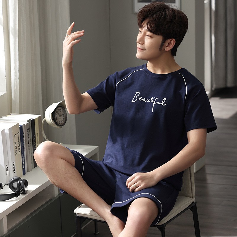 Men's Sleepwear 100% Cotton Men Sleepwear High Quality Summer Pajama Set Short Sleeve Plaid Shorts Pijamas Elegant Plus Size L-4XL Nightwear 2303