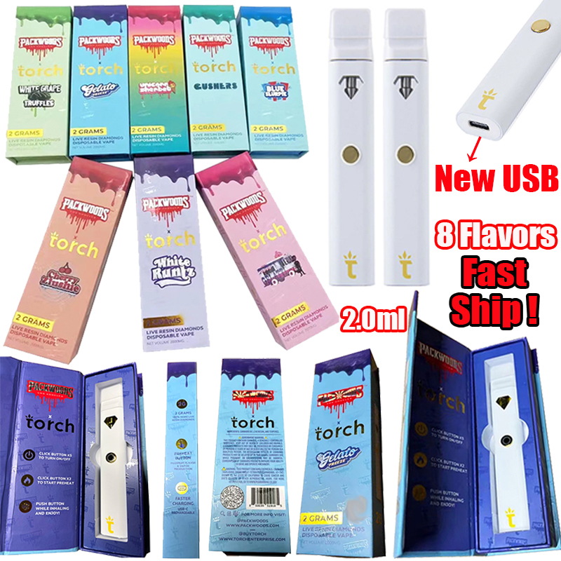 Packwoods x Torch Disposable E Cigarettes 2.0ml Diamonds Vape Pen Vaporizer Pod 350mah Rechargeable Device 8 Flavors Cartridges Magnetic Packaging Micro USB Empty
Packwoods x Torch Disposable E Cigarettes 2.0ml Diamonds Vape Pen Vaporizer Pod 350mah Rechargeable Device 8 Flavors Cartridges Magnetic Packaging Micro USB Empty