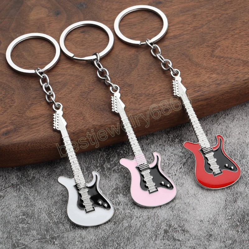 Classic Guitar Keychain Musical Instrument Pendant Key Ring Metal Key Holder Guitar Keychain Gift for Men Women Fashion Jewelry