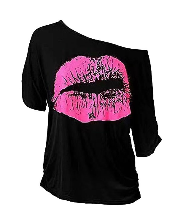 Tops Lip Print Short Sleeve T-shirt Popular Women' Off Shoulder Irregular Sleeve Length Fashion Slim Fit Top Summer, Customize
Tops Lip Print Short Sleeve T-shirt Popular Women' Off Shoulder Irregular Sleeve Length Fashion Slim Fit Top Summer, Customize