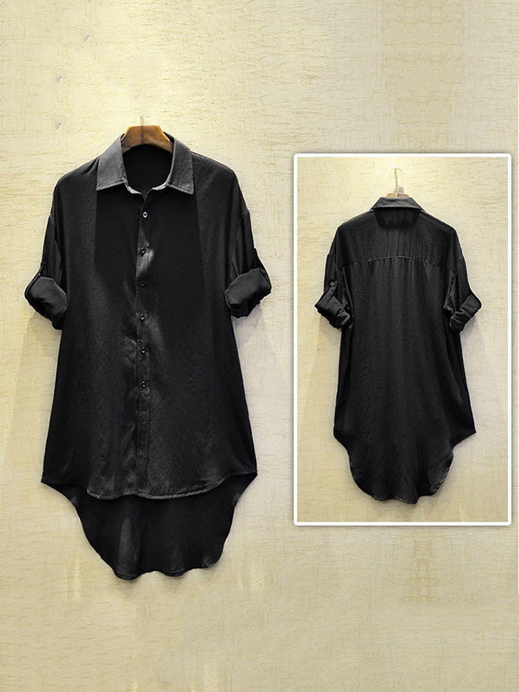 Men's Casual Shirts PFNW Autumn Spring Fashion Darkwear Men Irregular Swallow Tail Long Sleeve Shirt Casual Korean Solid Tops 12A3166 230320