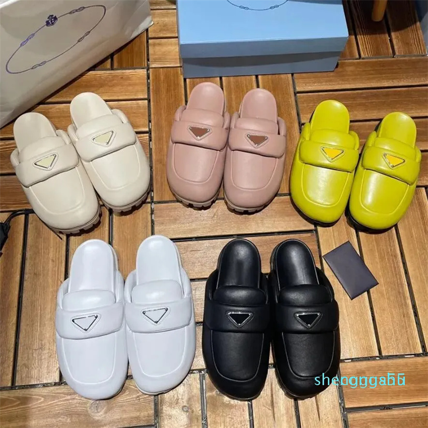 soft padded nappa leather shoes brand triangle logo sandals 11 pillow slides soft padded heels high heels lady pumps fashion outdoor slipper size 35-41, Colour 2
soft padded nappa leather shoes brand triangle logo sandals 11 pillow slides soft padded heels high heels lady pumps fashion outdoor slipper size 35-41, Colour 2