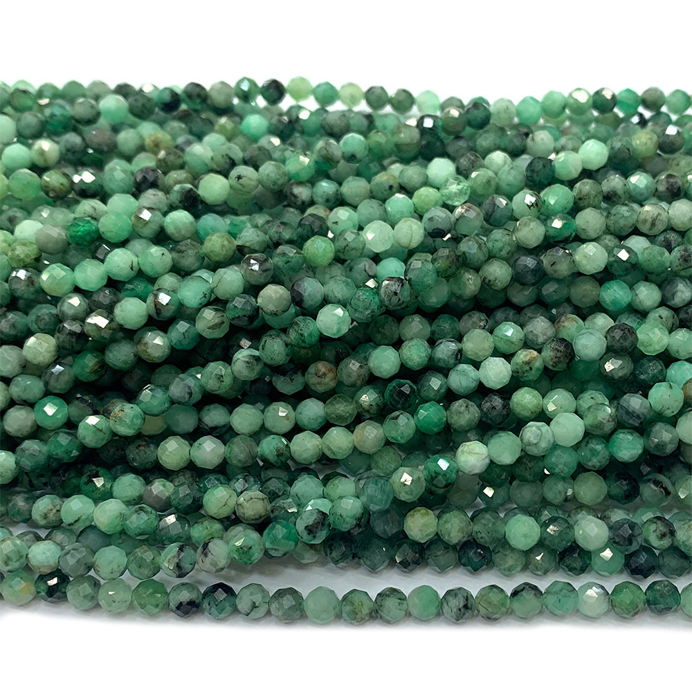 Beaded Necklaces Veemake Emerald Natural Stones Gemstones DIY Necklace Bracelets Earrings Ring Faceted Round Beads For Jewelry Making 230320