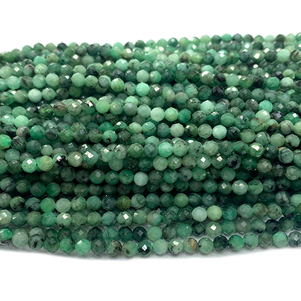 Beaded Necklaces Veemake Emerald Natural Stones Gemstones DIY Necklace Bracelets Earrings Ring Faceted Round Beads For Jewelry Making 230320