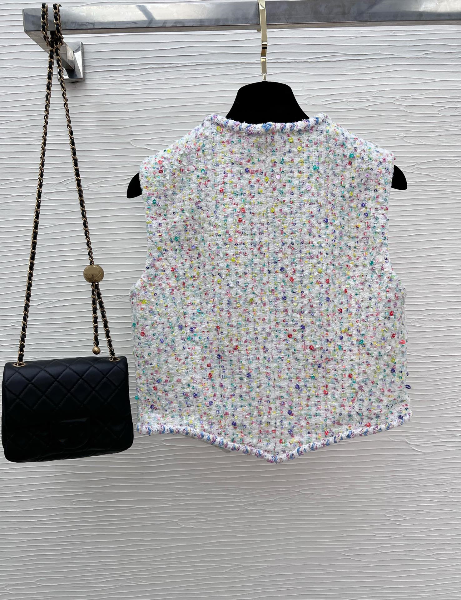 Chan New 2023 spring Women's brand jacket OOTD Fashion top-grade tweed waistcoat tops vest LOGO tweed coat summer Coats Short coat cardigan birth