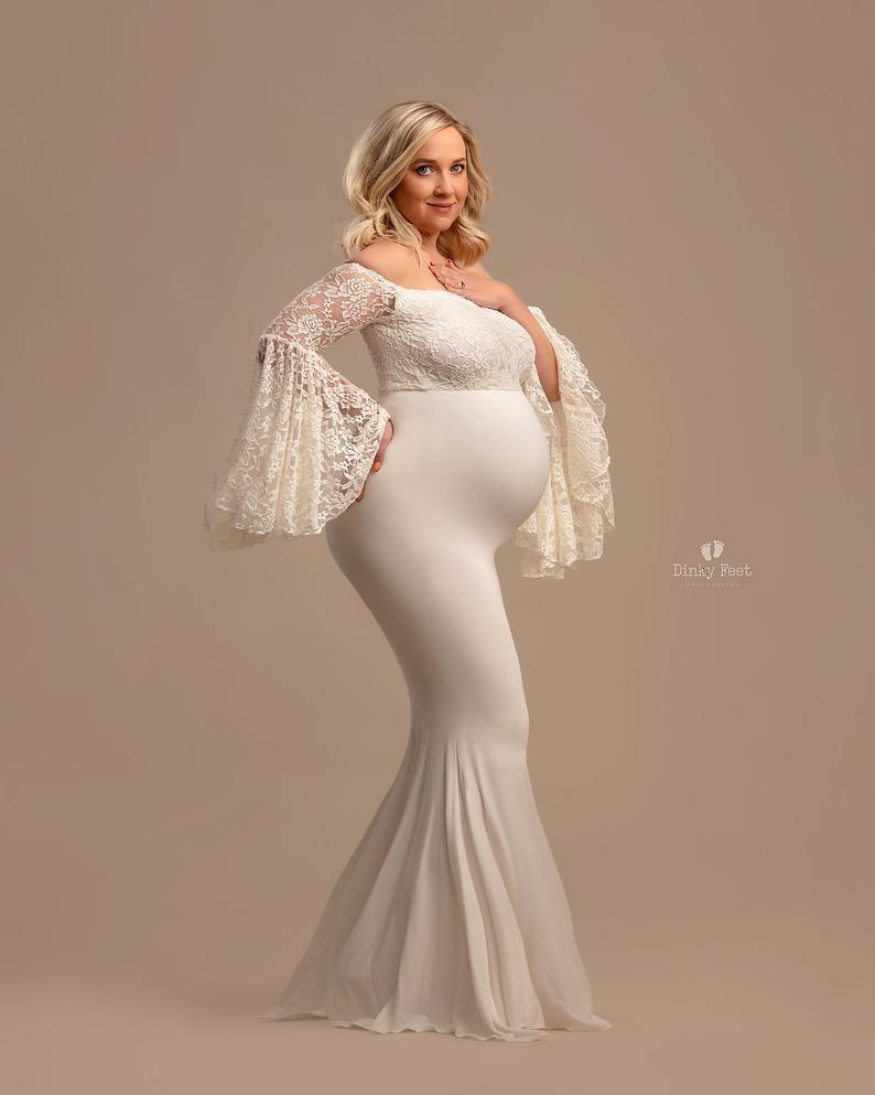 Maternity Dresse Pregnant for Pography po shoot Summer Lace Maxi Pregnancy Clothes 230320