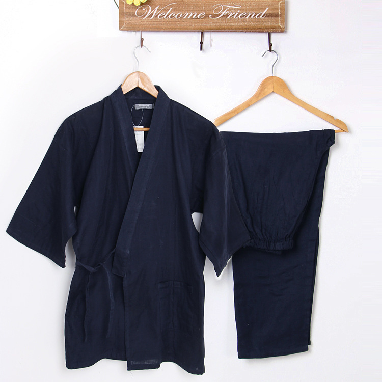 Men's Sleepwear Japanese Style Robes Kimono Pajamas Sets Women Men Dressing Gown Set with Pocket 2Pcs/Set Bathrobe Casual Sleepwear 230320
