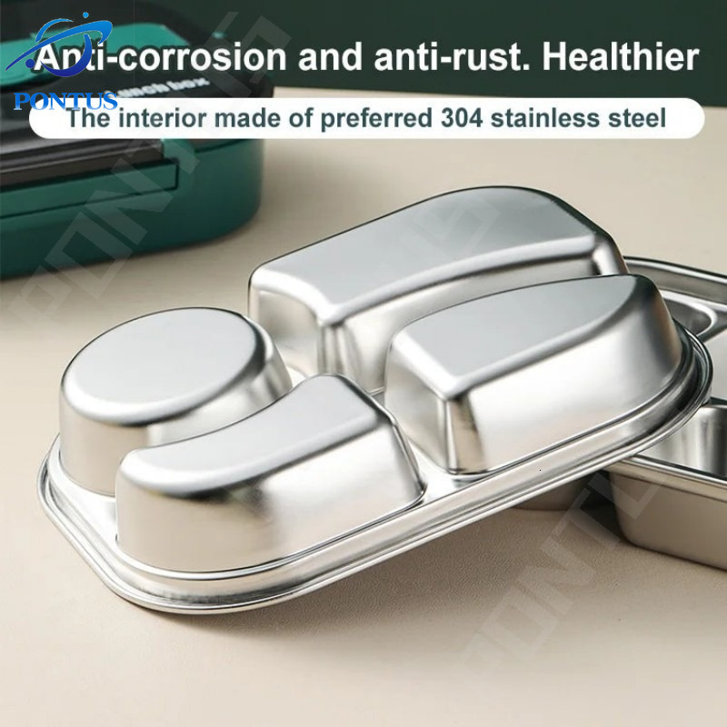 Lunch Boxes 4 Grid Thermal Leakproof Bento 304 Stainless Steel Microwave s for Work Picnic Food Warm Keeping Storage 230320