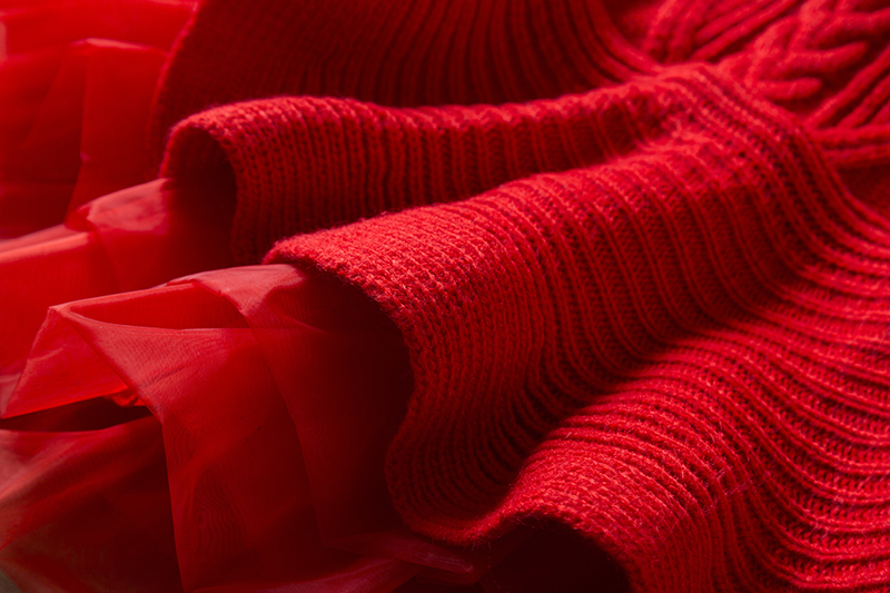 Girl's Dresses Girls' Long sleeved Knitted Dress Autumn/Winter Warm Birthday Party Ruffled Princess Clothing Children's Red Christmas D