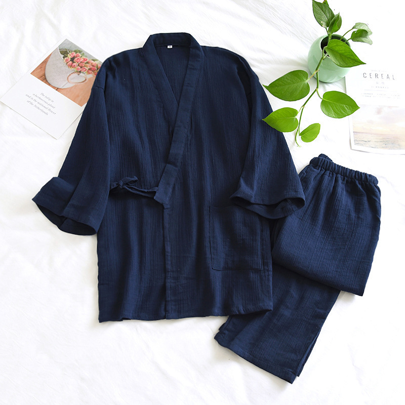 Men's Sleepwear Japanese Style Robes Kimono Pajamas Sets Women Men Dressing Gown Set with Pocket 2Pcs/Set Bathrobe Casual Sleepwear 230320