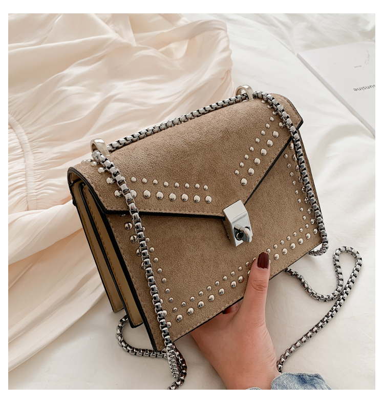Evening Bags Scrub Leather Small Shoulder Messenger For Women Chain Rivet Lock Crossbody Bag Female Fashion Handbags 230320