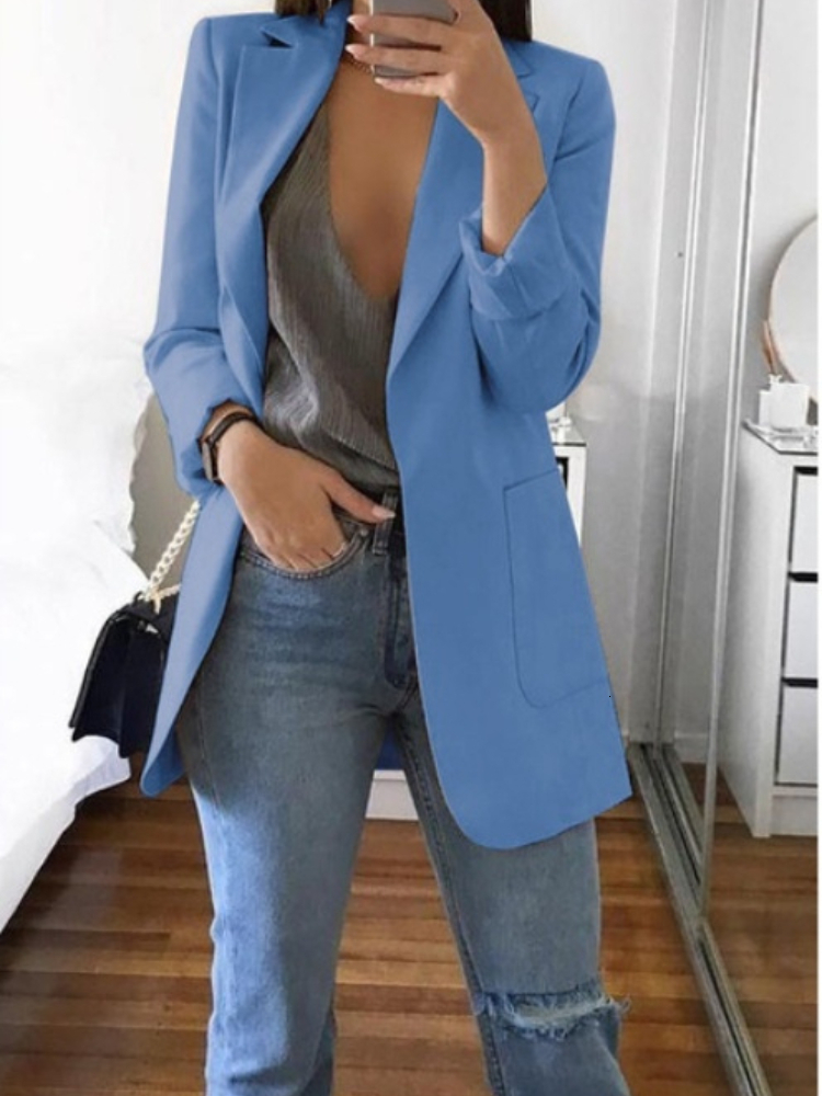 Women's Suits Blazers Spring Fashion Women's Casual Suit Set Multi-color Lapel Slim Cardigan Temperament Commuting Solid Color Suit Coat Wom