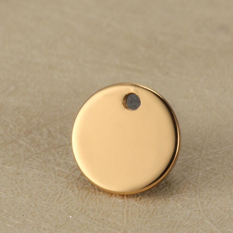 Charms 50pcs 10mm Custom Tags free Laser engraving Disc Mirror Polished Charm Engravable NecklaceTag Metal 230320