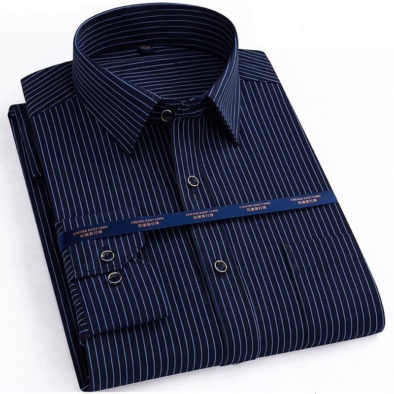 Men's Casual Shirts high quality autumn men plus size office shirts long sleeve cotton 8XL 10XL 12XL oversize striped shirts formal shirt blue bl