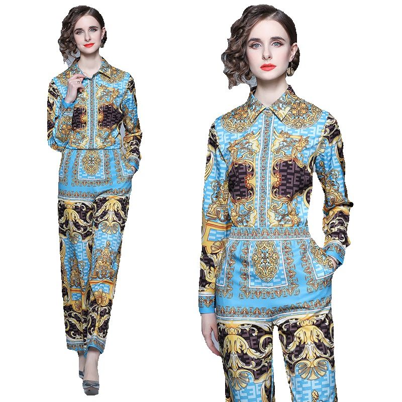 2023 Baroque Women Set Designer Pant Sets Retro Print Shirt and Wide Leg Pants Long Sleeve Elegant Two Piece Set Spring Autumn Plus Size Suit Office Lady Slim Cute Suits, Customize
2023 Baroque Women Set Designer Pant Sets Retro Print Shirt and Wide Leg Pants Long Sleeve Elegant Two Piece Set Spring Autumn Plus Size Suit Office Lady Slim Cute Suits, Customize