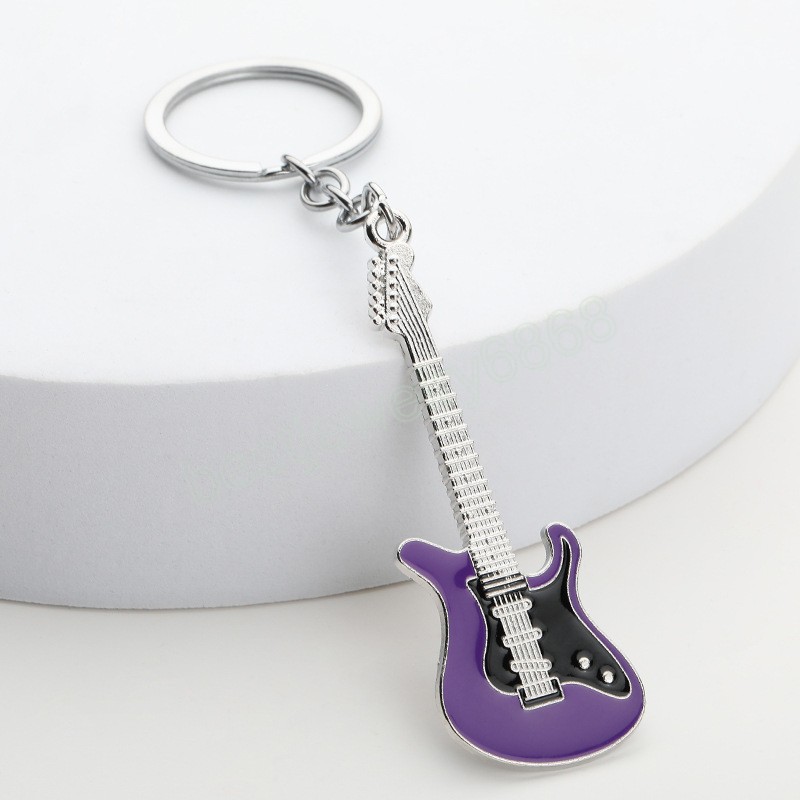 Classic Guitar Keychain Musical Instrument Pendant Key Ring Metal Key Holder Guitar Keychain Gift for Men Women Fashion Jewelry