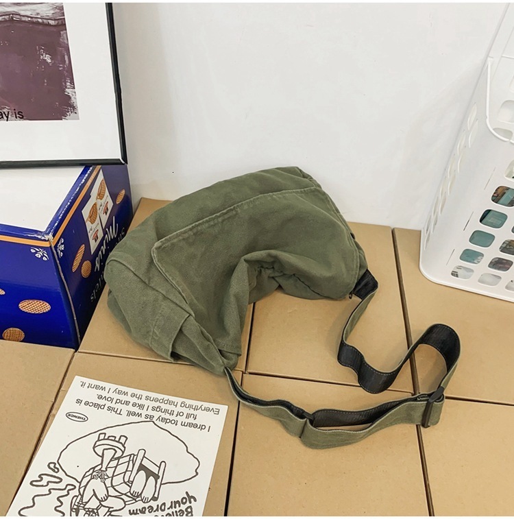Evening Bags Female Canvas Fabric Hobo Soft Slouchy Shoulder Y2K Student Leisure Medium Size School Book Laptop Pouch Messenger Side 230320