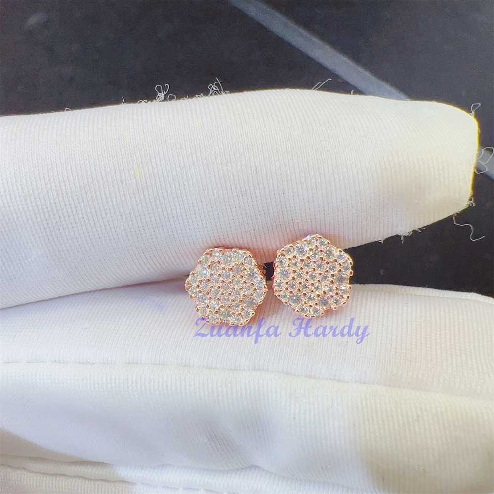 Zuanfa Vvs Diamond Moissanite Jewelry Gold Plated Screw Back Earrings Hip Hop Stud Earrings