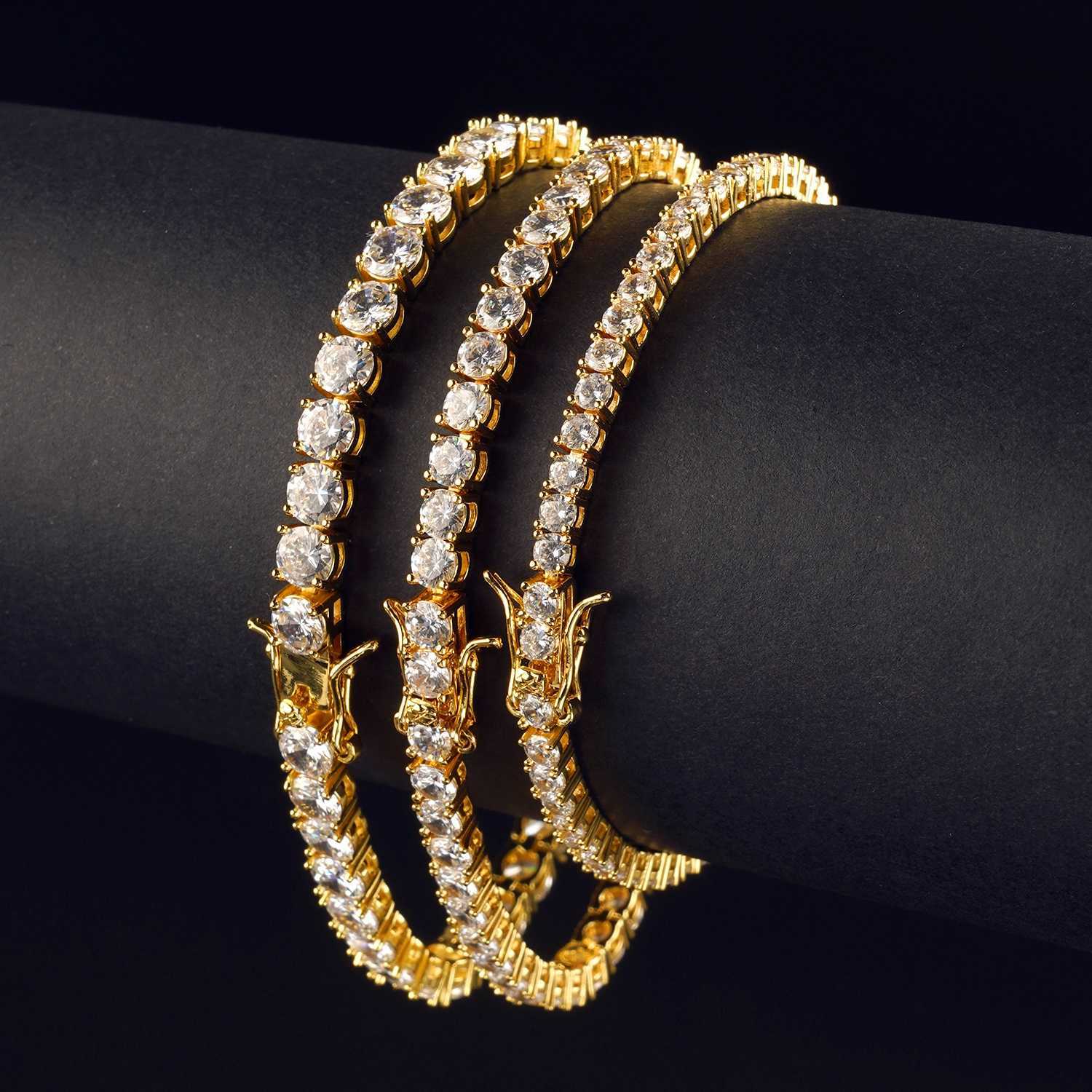 Juncheng Brass Gold Plated Men Women Wholesale Chain Cz Zircon Cubic Zirconia Diamond Tennis Bracelet