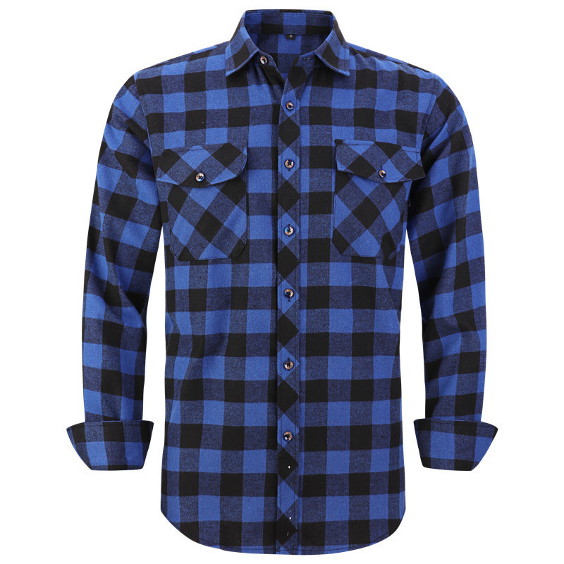 Men's Casual Shirts Men's Plaid Flannel Shirt Spring Autumn Male Regular Fit Casual Long-Sleeved Shirts For USA SIZE S M L XL 2XL 230320