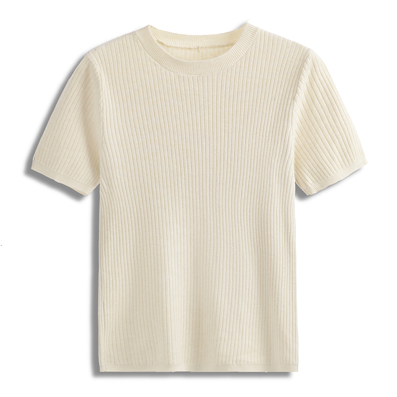Women's T-Shirt HLBCBG Spring Summer Knitted Women T Shirt Fashion Short Sleeves Top Casual Kintwear Basic Rib Female Tshirt 230320