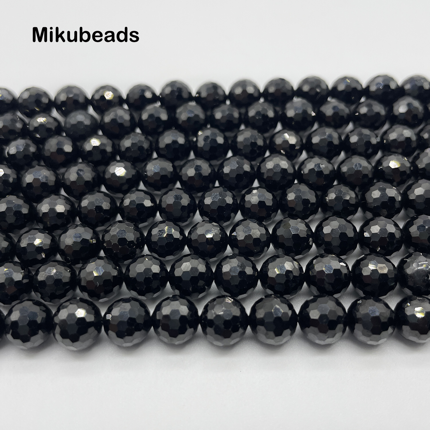 Beaded Necklaces Natural Black Spinel 8mm Faceted Round Beads Shinny Stone For Jewelry Making DIY Bracelet Necklace Free Shipment 38cm 230320