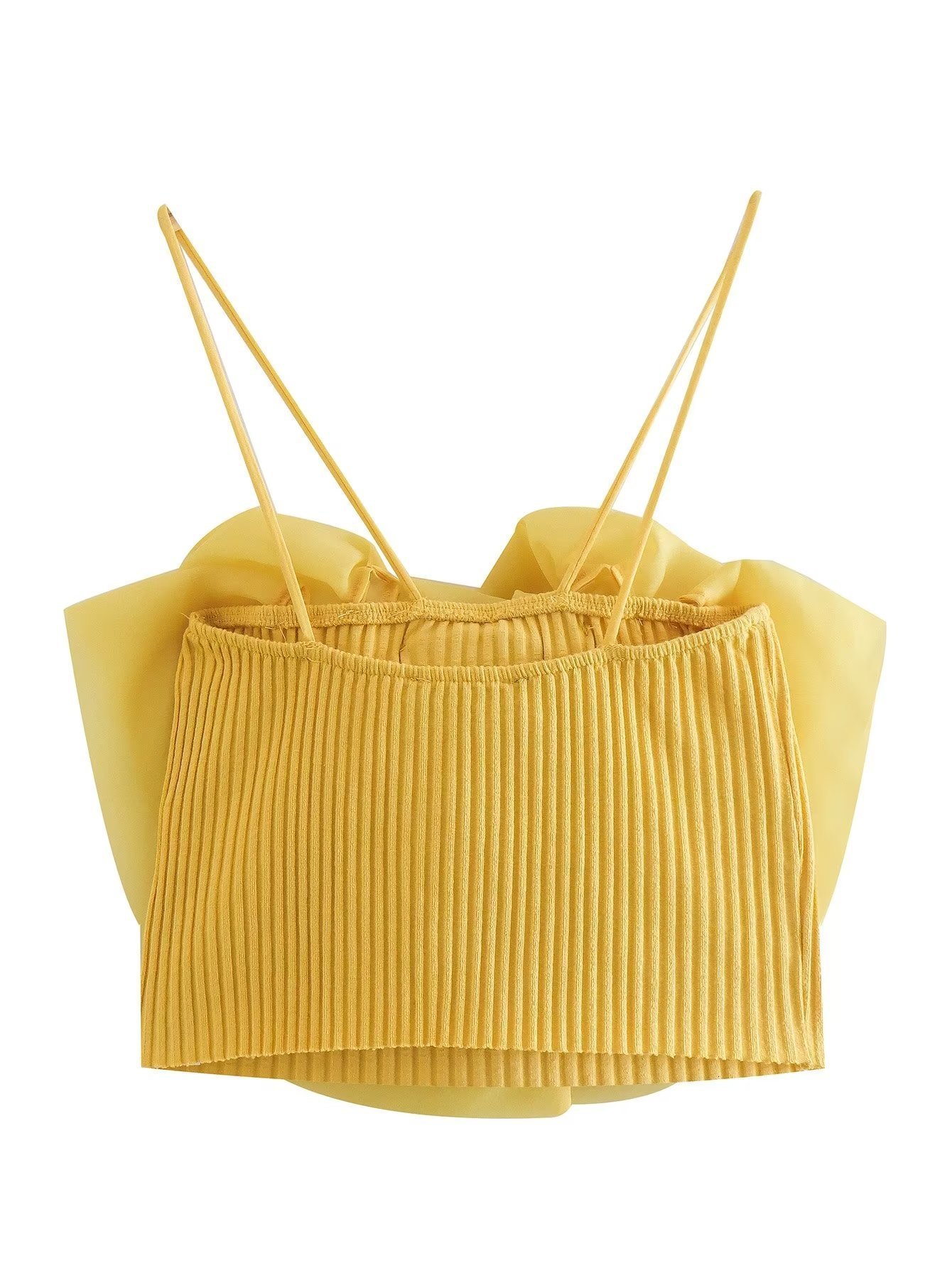 Women's Tanks Camis Big Flower Organza Knitted Summer Autumn Party Yellow Crop Top Fashion Cute Sleevless Blusa 2023 Sexy Tank 230317