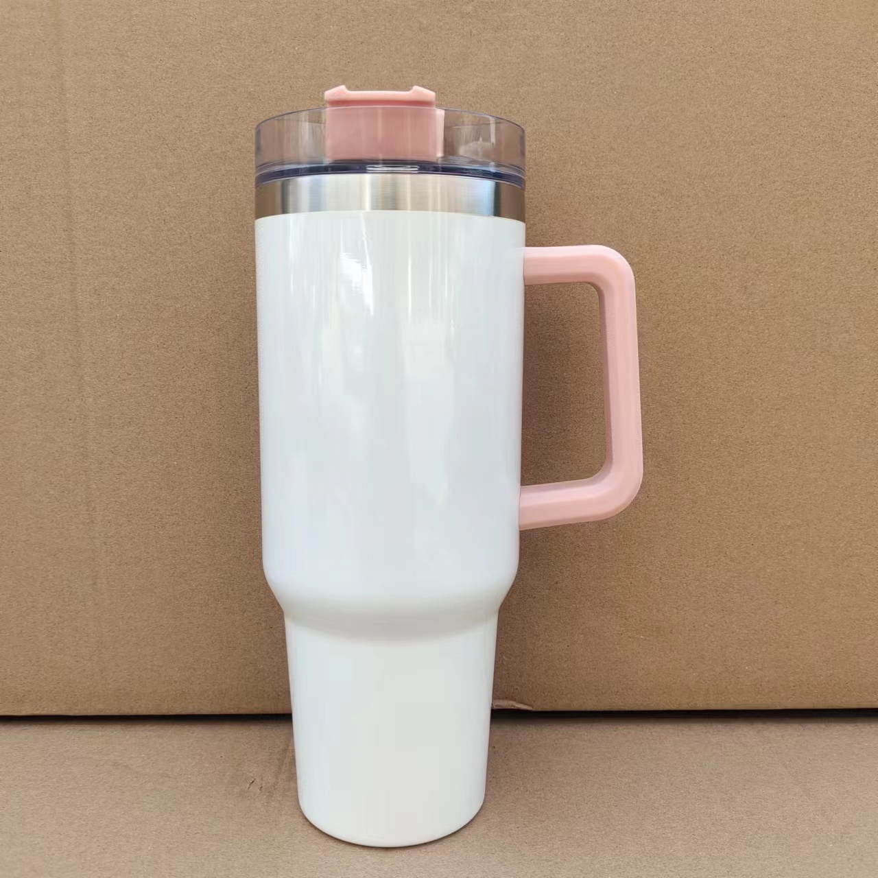 New 40oz sublimation stainless steel tumbler with colorful handle lid straw big capacity beer mug water bottle outdoor camping cup vacuum insulated tu
