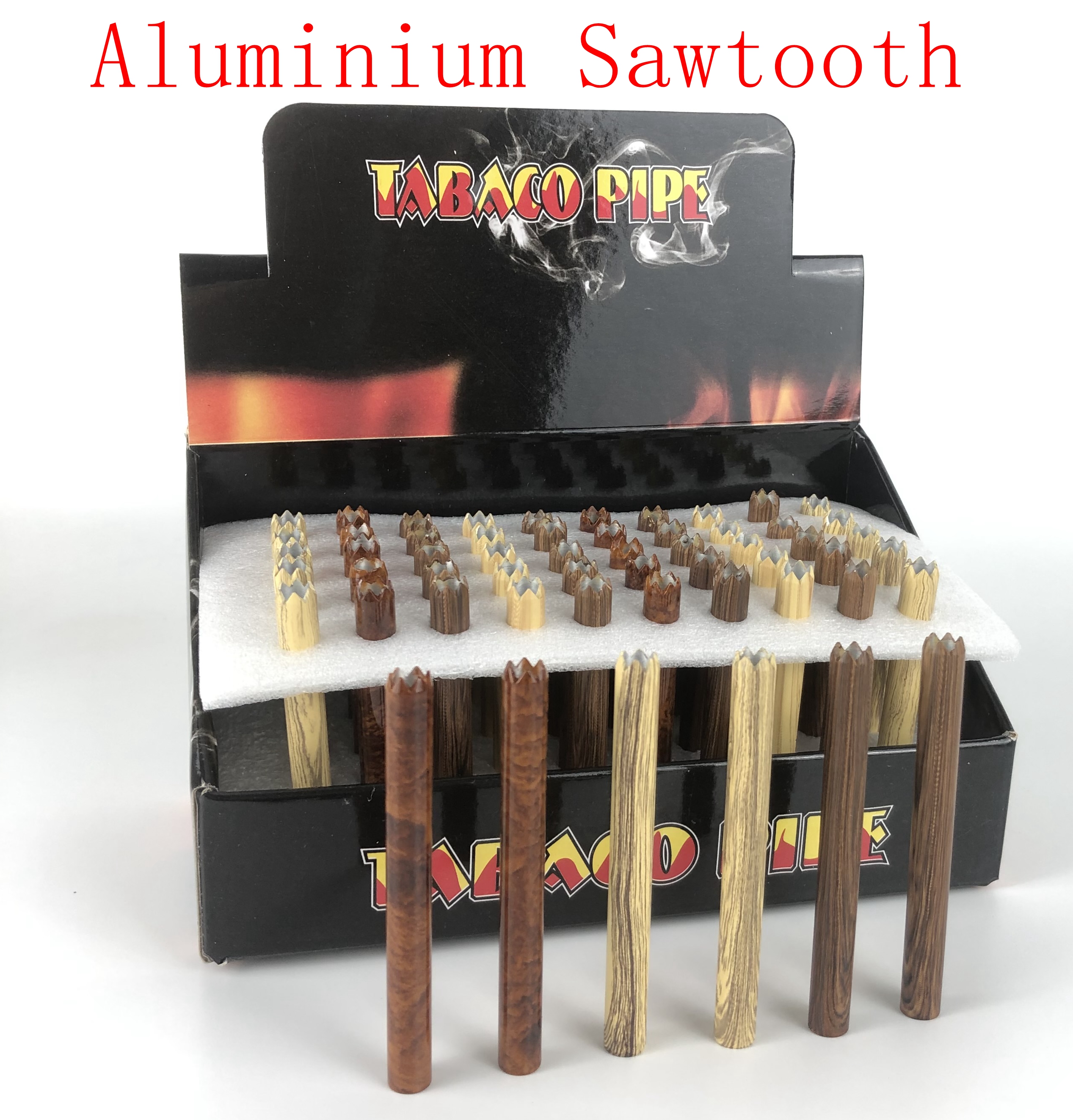 50 Pcs/lot Cigarette Shape Smoking Pipes Sawtooth Shape Wood Grain Metal Pipe One Hitter Bat for Tobacco Herb Tools Accessories
50 Pcs/lot Cigarette Shape Smoking Pipes Sawtooth Shape Wood Grain Metal Pipe One Hitter Bat for Tobacco Herb Tools Accessories