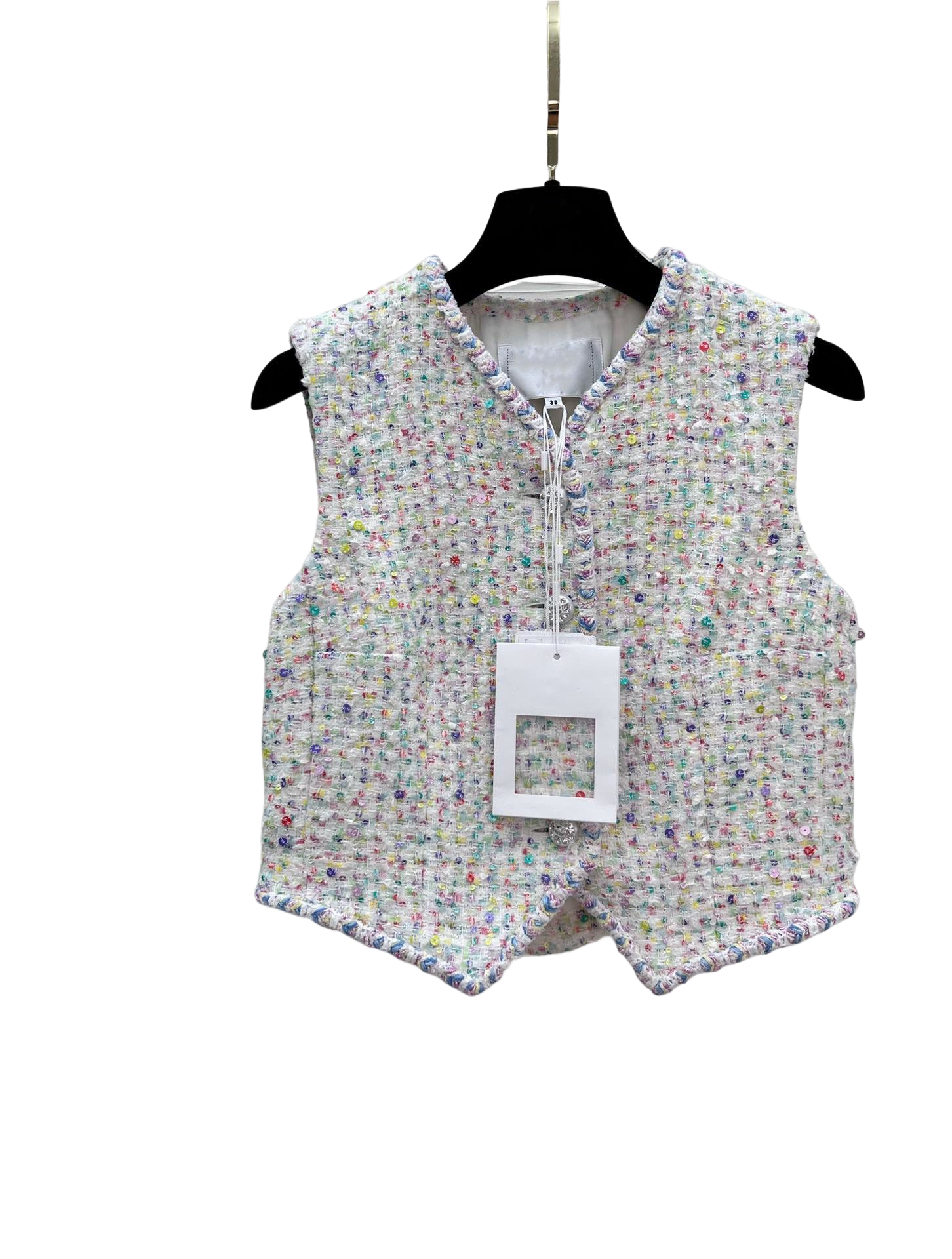 Chan New 2023 spring Women's brand jacket OOTD Fashion top-grade tweed waistcoat tops vest LOGO tweed coat summer Coats Short coat cardigan birth