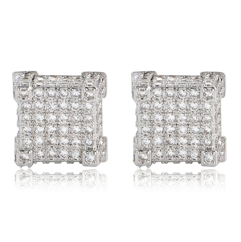 2023 Hip Hop Stud Earring Vintage Jewelry 925 Sterling Silver Gold Fill Pave White 5A Cubic Zircon CZ Diamond Top Sell Party Women Men Earring For Lov