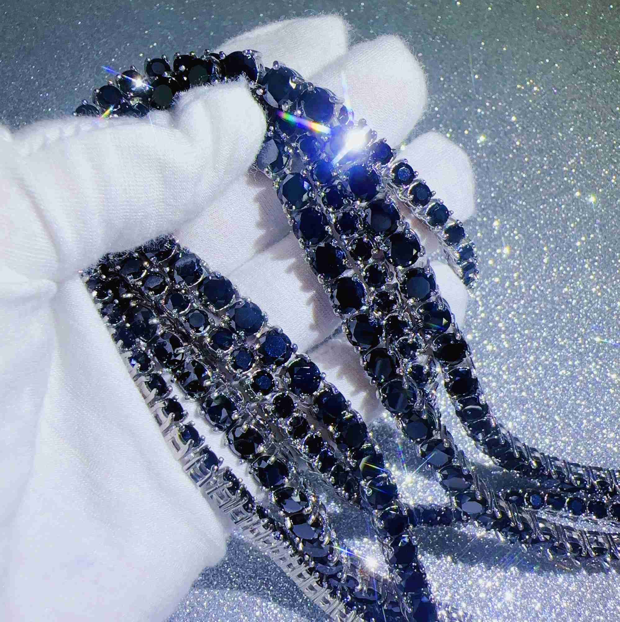 Custom Moissanite Jewellery Hip Hop Black Necklace Vvs Diamond Chain Fashion Tennis Chain