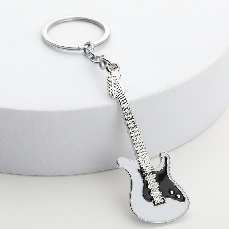 Classic Guitar Keychain Musical Instrument Pendant Key Ring Metal Key Holder Guitar Keychain Gift for Men Women Fashion Jewelry