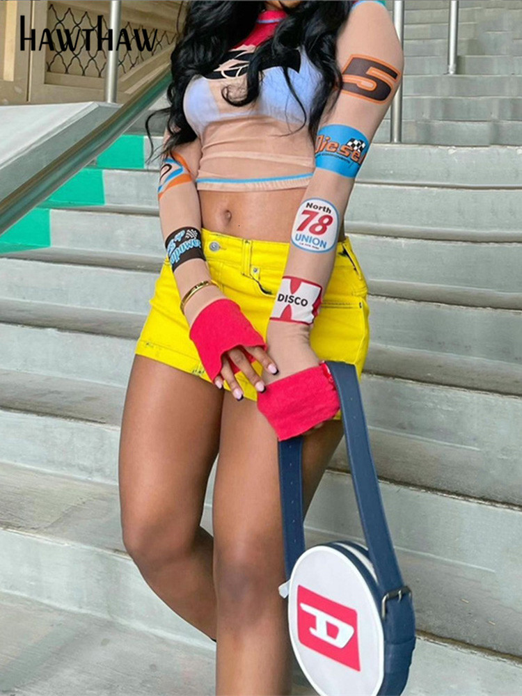 Women's TShirt Hawthaw Women Fashion Long Sleeve Mesh Printed Graphic T Shirt Tops Tees Summer Clothes Wholesale Items For Business 230317