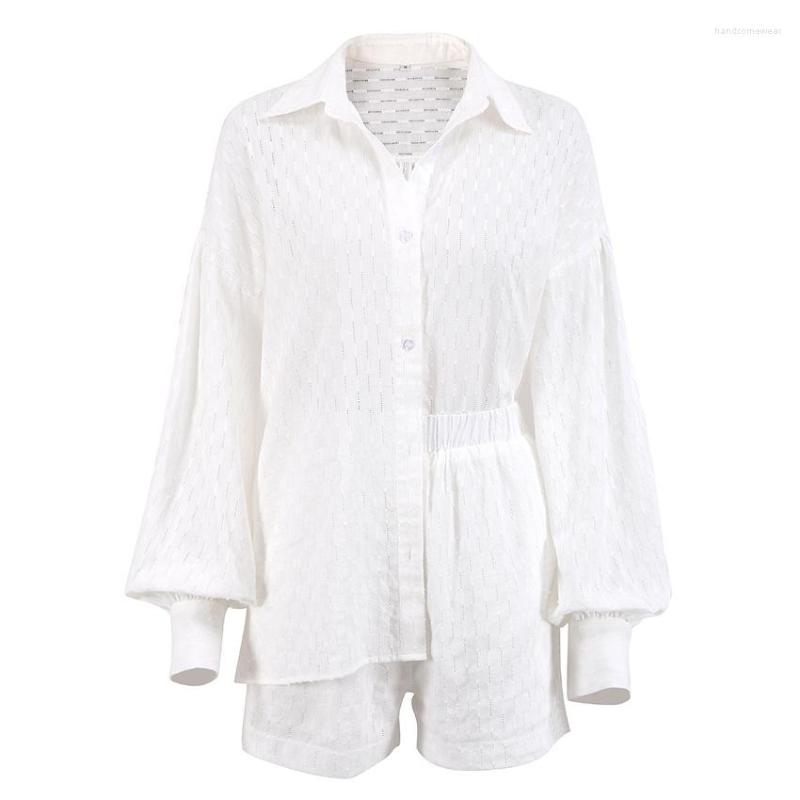 Women White en Single Breasted Boho Suits Beach Summer Bohemian Cotton 2 Piece Sets Womens Outfits