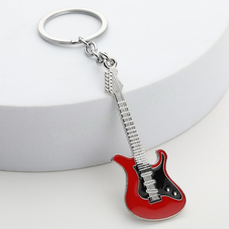 Classic Guitar Keychain Musical Instrument Pendant Key Ring Metal Key Holder Guitar Keychain Gift for Men Women Fashion Jewelry
