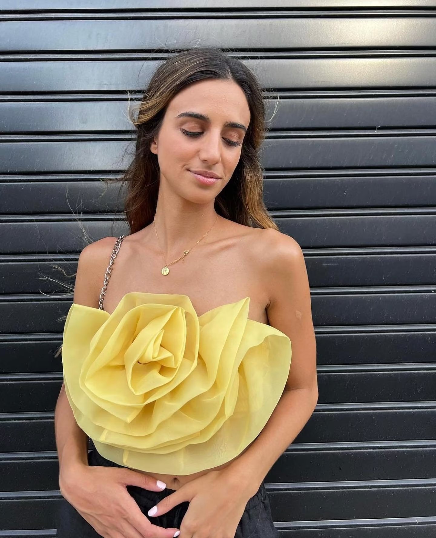 Women's Tanks Camis Big Flower Organza Knitted Summer Autumn Party Yellow Crop Top Fashion Cute Sleevless Blusa 2023 Sexy Tank 230317