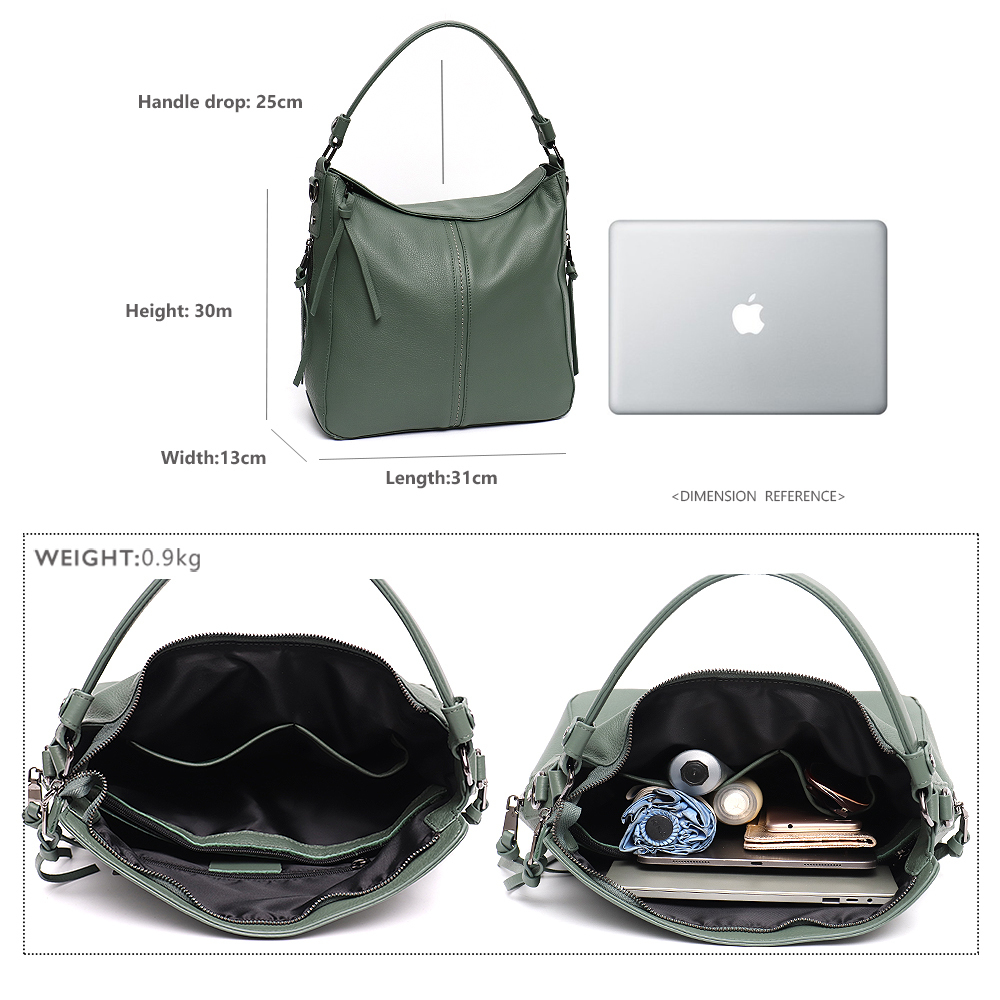 Evening Bags SC Real Cow Leather Slouchy Shape Hobo Bag Wide Strap Handle Over Shoulder Crossbody for Work Daily Life Big Capacity Soft 230320